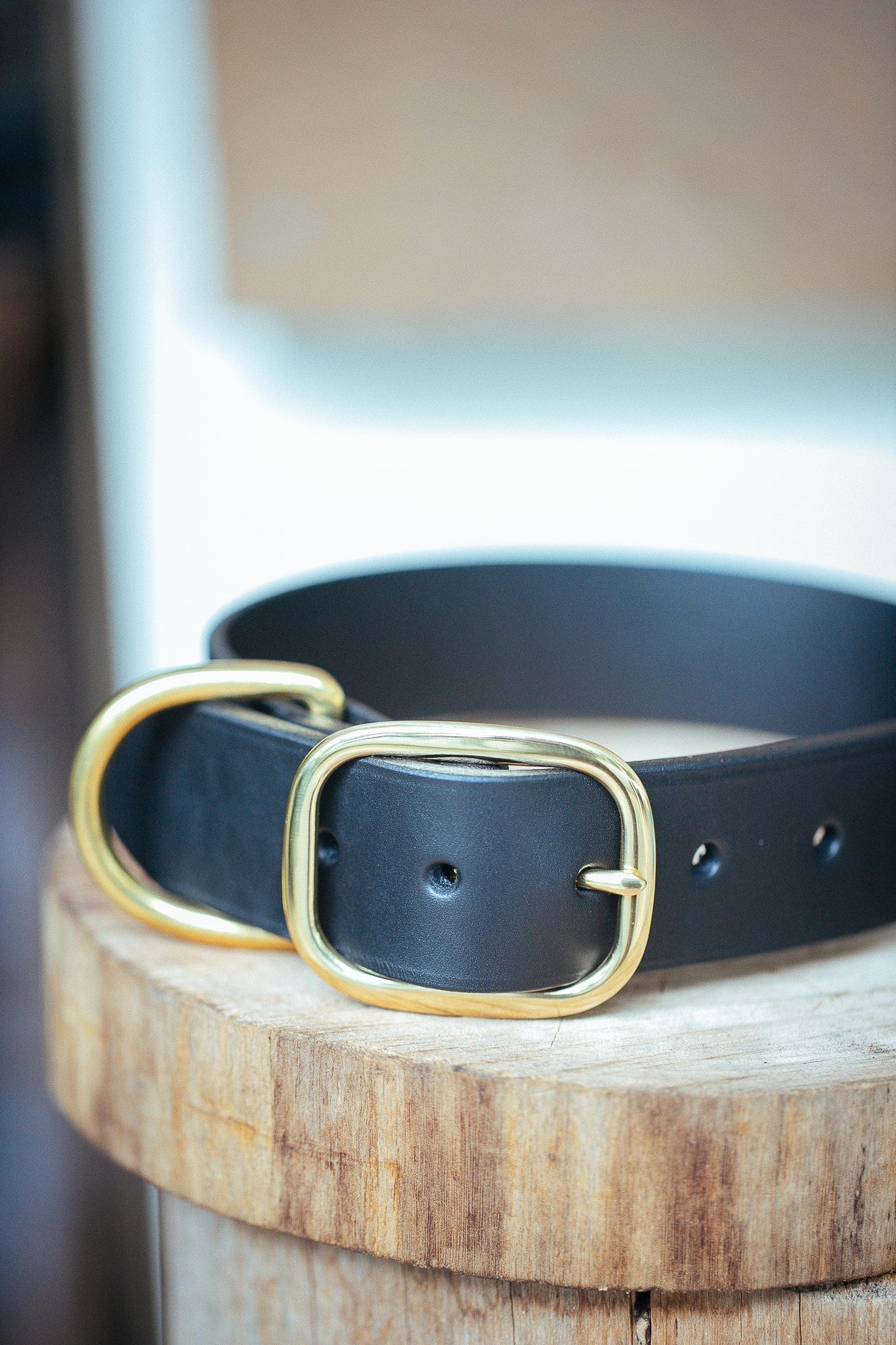 The Real McCaul Leathergoods Pet Collars & Harnesses Classic Dog Collar - 38mm - Black Australian Made Australian Owned Leather Dog Collar with Brass Fittings- Australian Made