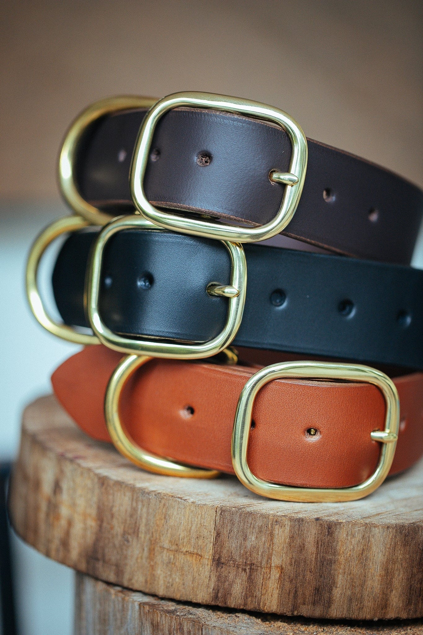 The Real McCaul Leathergoods Pet Collars & Harnesses Classic Dog Collar - 38mm - Black Australian Made Australian Owned Leather Dog Collar with Brass Fittings- Australian Made