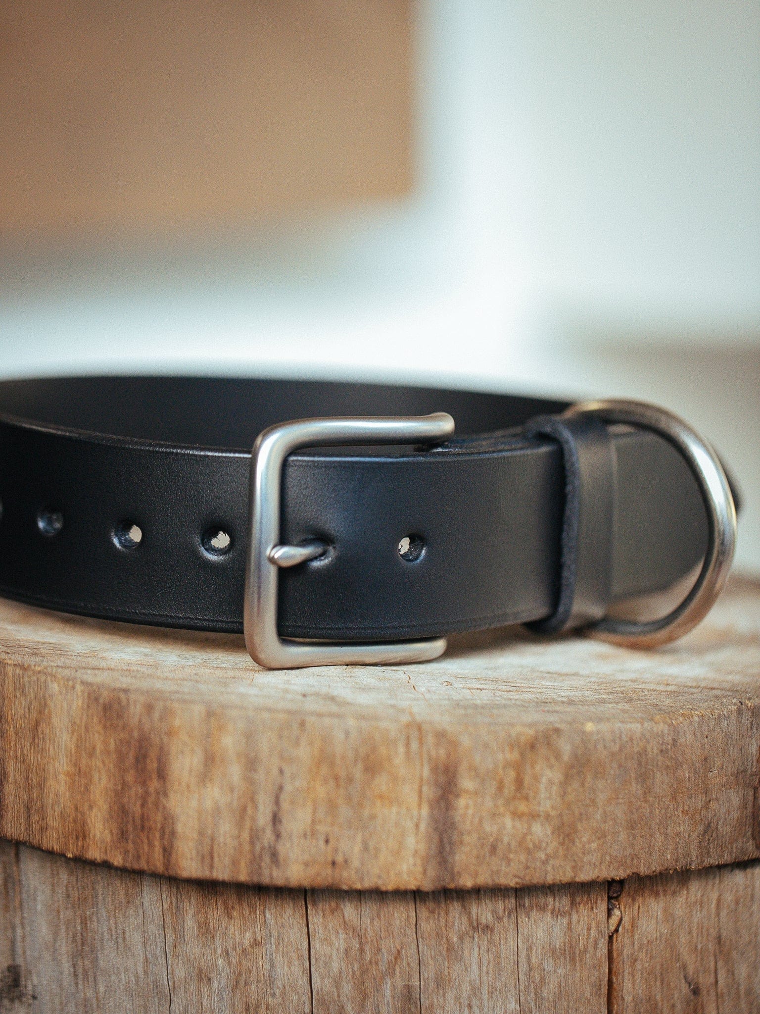 The Real McCaul Leathergoods Pet Collars & Harnesses Classic Dog Collar - 38mm - Black Australian Made Australian Owned Leather Dog Collar with Brass Fittings- Australian Made