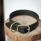 The Real McCaul Leathergoods Pet Collars & Harnesses Classic Dog Collar - Stitched - 38mm - Black Australian Made Australian Owned Leather Dog Collar with Brass Fittings- Australian Made