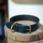 The Real McCaul Leathergoods Pet Collars & Harnesses Classic Dog Collar - Stitched - 38mm - Black Australian Made Australian Owned Leather Dog Collar with Brass Fittings- Australian Made