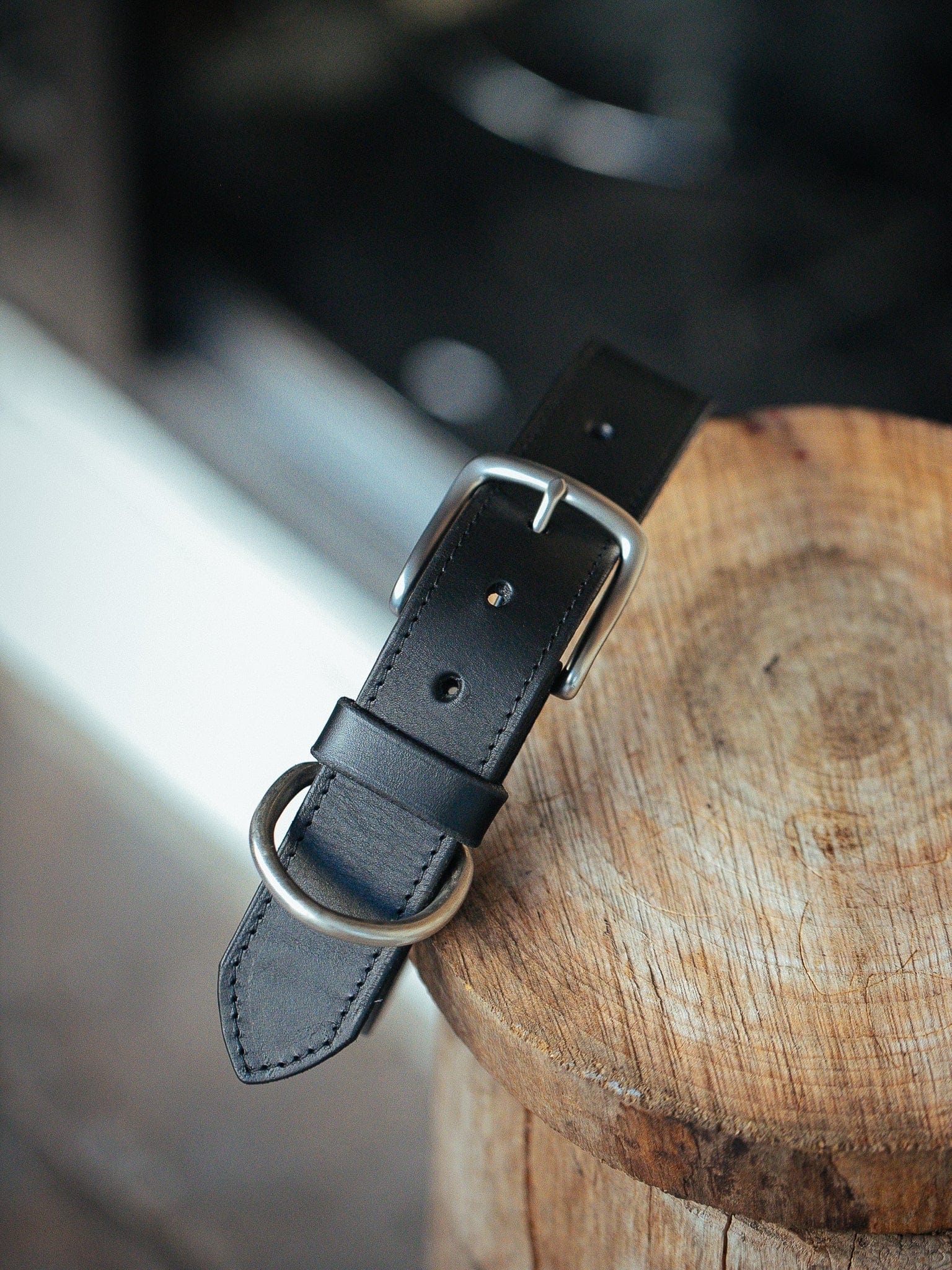 The Real McCaul Leathergoods Pet Collars & Harnesses Classic Dog Collar - Stitched - 38mm - Black Australian Made Australian Owned Leather Dog Collar with Brass Fittings- Australian Made