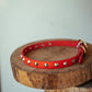 The Real McCaul Leathergoods Pet Collars & Harnesses Classic Studded Collar - 20mm - Red Australian Made Australian Owned Leather Dog Collar with Brass Fittings- Australian Made