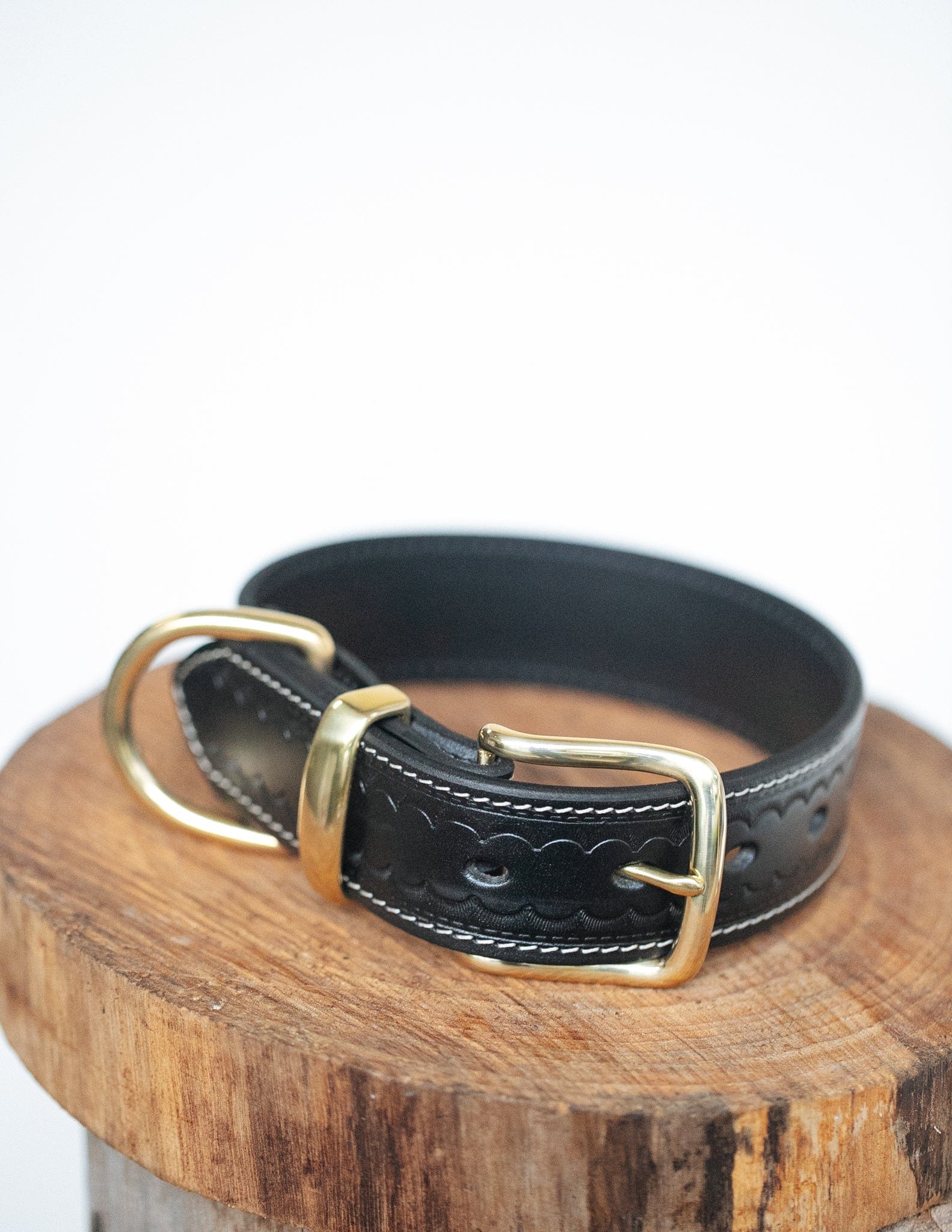 The Real McCaul Leathergoods Pet Collars & Harnesses Deluxe Rancher Dog Collar - 38mm - Black Australian Made Australian Owned Leather Dog Collar with Brass Fittings- Australian Made
