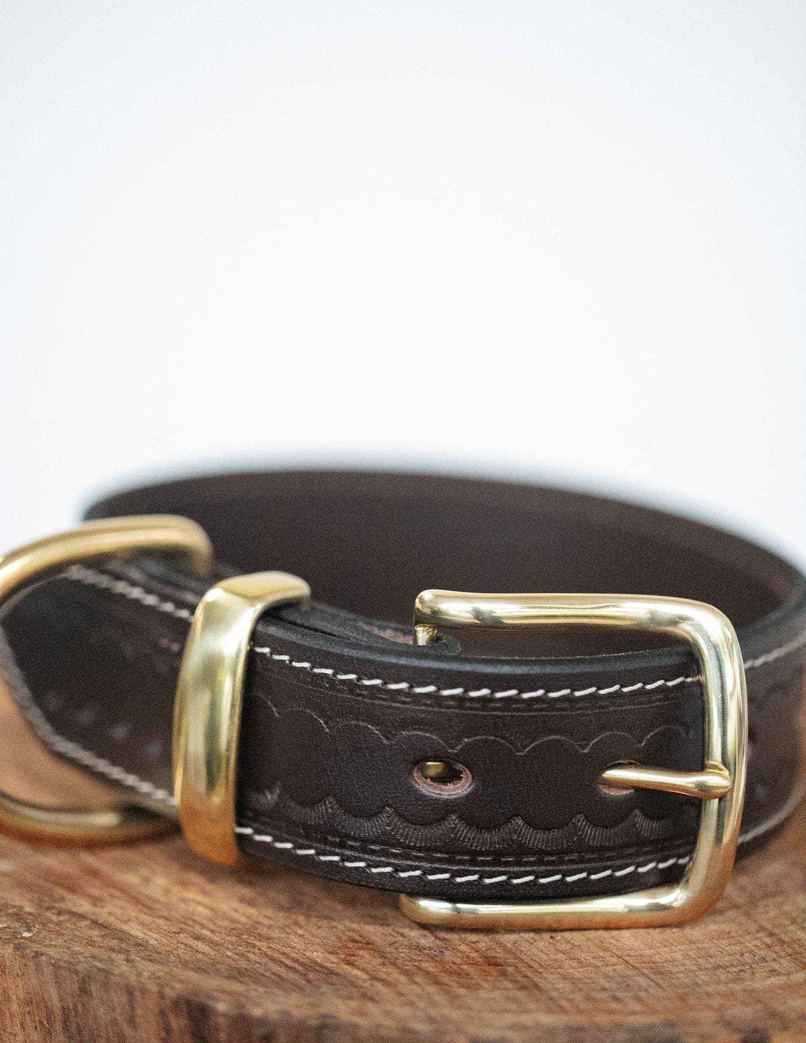 The Real McCaul Leathergoods Pet Collars & Harnesses Deluxe Rancher Dog Collar - 38mm - Dark Brown Australian Made Australian Owned Leather Dog Collar with Brass Fittings- Australian Made