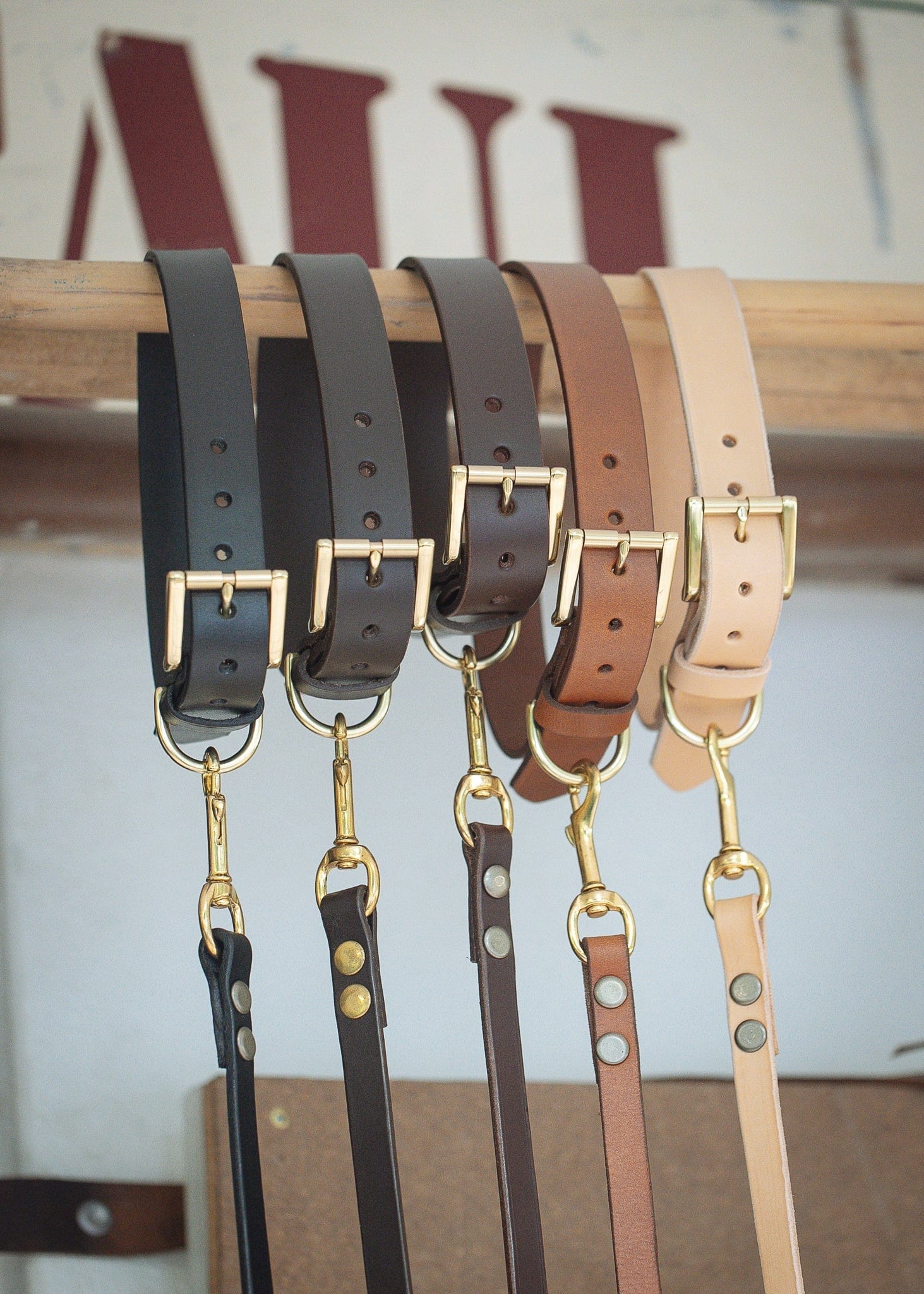 The Real McCaul Leathergoods Pet Collars & Harnesses Dog Collar & Leash Set - 30mm Wide - Dark Brown Australian Made Australian Owned Leather Dog Collar and Lead with Brass Fittings- Australian Made