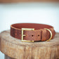 The Real McCaul Leathergoods Pet Collars & Harnesses Embossed Dog Collar - Croc Print - 30mm - Vintage Brown Australian Made Australian Owned Leather Dog Collar with Brass Fittings- Australian Made