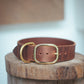 The Real McCaul Leathergoods Pet Collars & Harnesses Embossed Dog Collar - Croc Print - 38mm - Vintage Brown Australian Made Australian Owned Leather Dog Collar with Brass Fittings- Australian Made