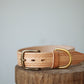The Real McCaul Leathergoods Pet Collars & Harnesses Embossed Dog Collar - Scallop - 38mm - Natural Australian Made Australian Owned Leather Dog Collar with Brass Fittings- Australian Made