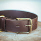 The Real McCaul Leathergoods Pet Collars & Harnesses Medium (40-49cm) / Antique Brass Double Studded Dog Collar - 38mm - Cognac Australian Made Australian Owned Leather Dog Collar with Brass Fittings- Australian Made