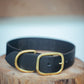 The Real McCaul Leathergoods Pet Collars & Harnesses Medium (40-49cm) / Brass Classic Dog Collar - 38mm - Black Australian Made Australian Owned Leather Dog Collar with Brass Fittings- Australian Made