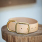 The Real McCaul Leathergoods Pet Collars & Harnesses Medium (40-49cm) / Gold Classic Dog Collar - 38mm - Natural Australian Made Australian Owned Leather Dog Collar with Brass Fittings- Australian Made