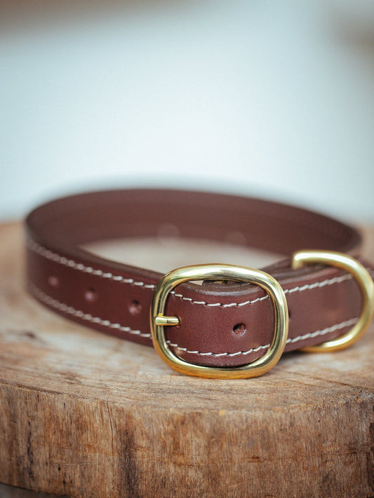 The Real McCaul Leathergoods Pet Collars & Harnesses Rancher Dog Collar - 25mm - Cognac Australian Made Australian Owned Australian Made Dog Collar - Solid Leather with Brass