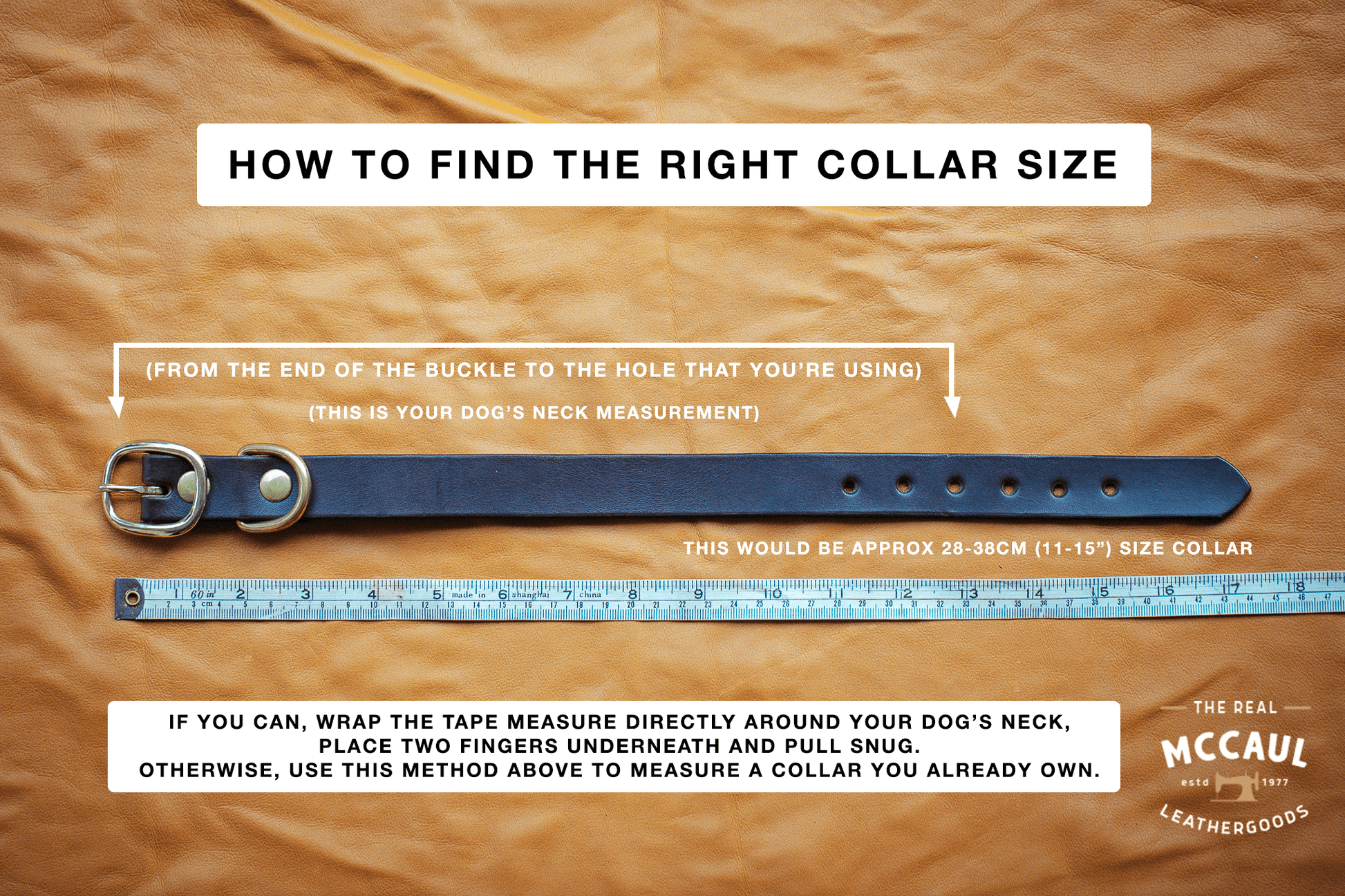 The Real McCaul Leathergoods Pet Collars & Harnesses Rancher Dog Collar - 32mm - Tan Australian Made Australian Owned Leather Dog Collar with Brass Fittings- Australian Made