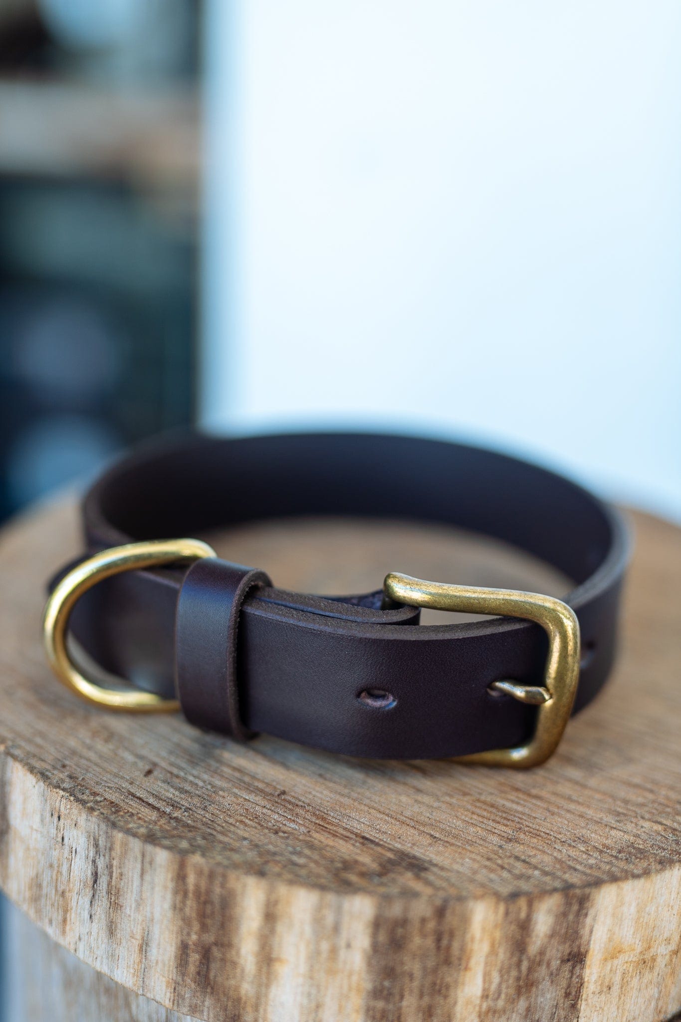 The Real McCaul Leathergoods Pet Collars & Harnesses X Small (20-29cm) / Antique Brass Classic Dog Collar - 32mm - Dark Brown Australian Made Australian Owned Leather Dog Collar with Brass Fittings- Australian Made