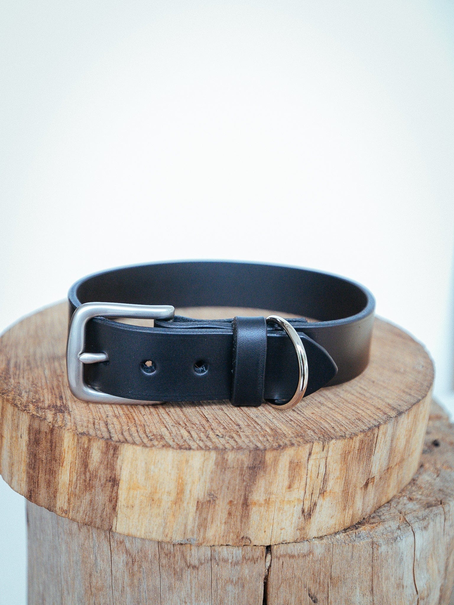 The Real McCaul Leathergoods Pet Collars & Harnesses X Small (20-29cm) / Silver Classic Dog Collar - 32mm - Black Australian Made Australian Owned Leather Dog Collar with Brass Fittings- Australian Made