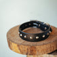 The Real McCaul Leathergoods Pet Collars & Harnesses X Small (20-29cm) / Silver Classic Studded Dog Collar - 30mm - Black Australian Made Australian Owned Leather Dog Collar with Brass Fittings- Australian Made
