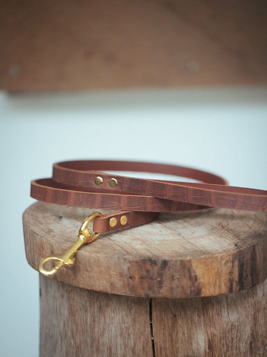 Handmade Leather Dog Collars & Leads- Australian Made – tagged Crocodile  – The Real McCaul Leathergoods