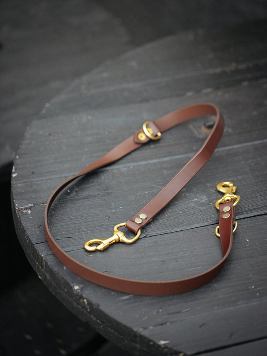 The Real McCaul Leathergoods Pet Leashes Training Dog Leash - Cognac Australian Made Australian Owned Leather Dog Collar and Lead with Brass Fittings- Australian Made