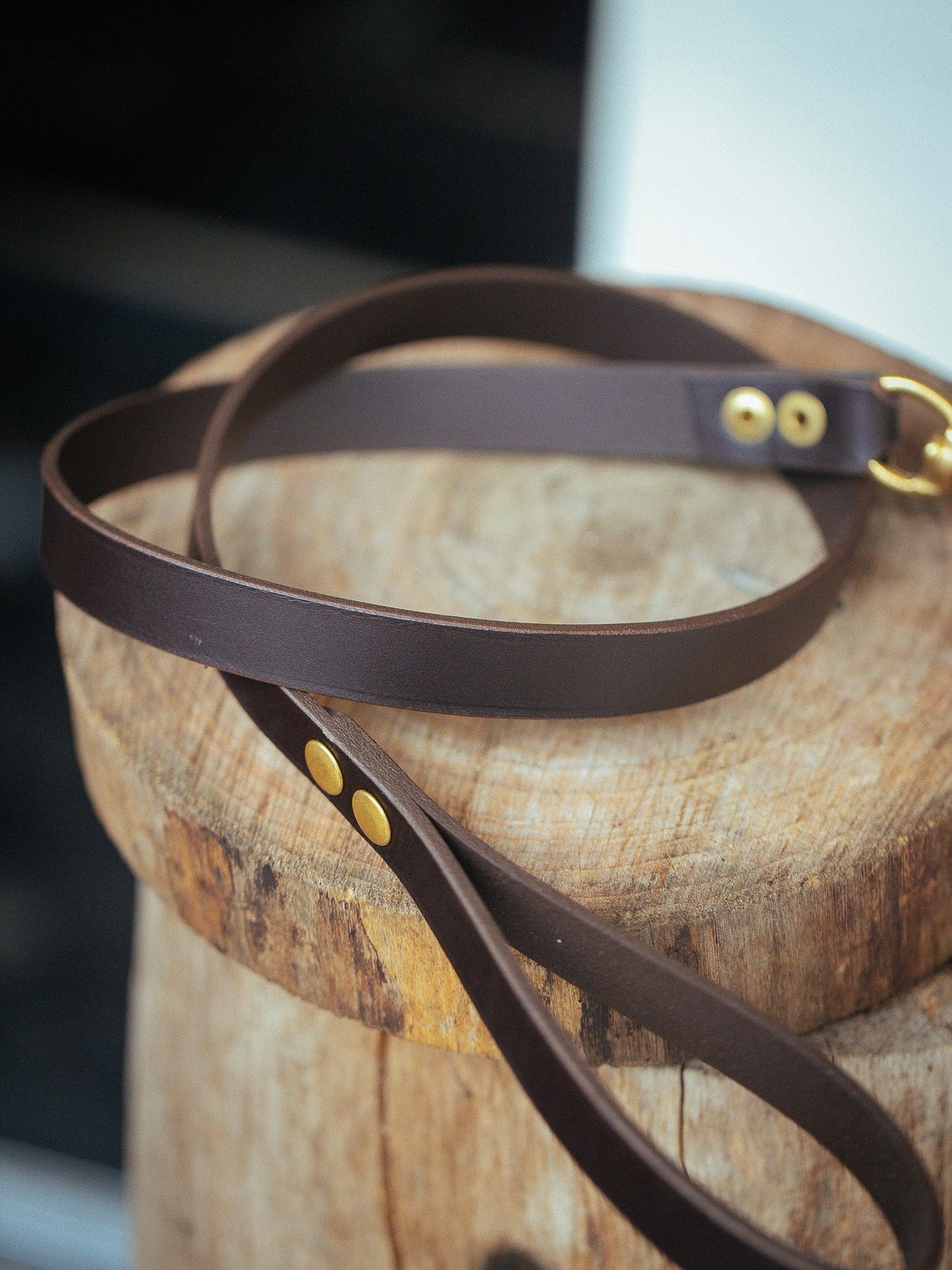 The Real McCaul Leathergoods Pet Leashes Wide Dog Leash - Dark Brown Australian Made Australian Owned Leather Dog Collar and Lead with Brass Fittings- Australian Made