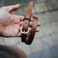 The Real McCaul Leathergoods Plain Narrow 20mm Belt - Cognac Australian Made Australian Owned Narrow Solid Leather Belt Made In Australia - 20mm  - Cognac