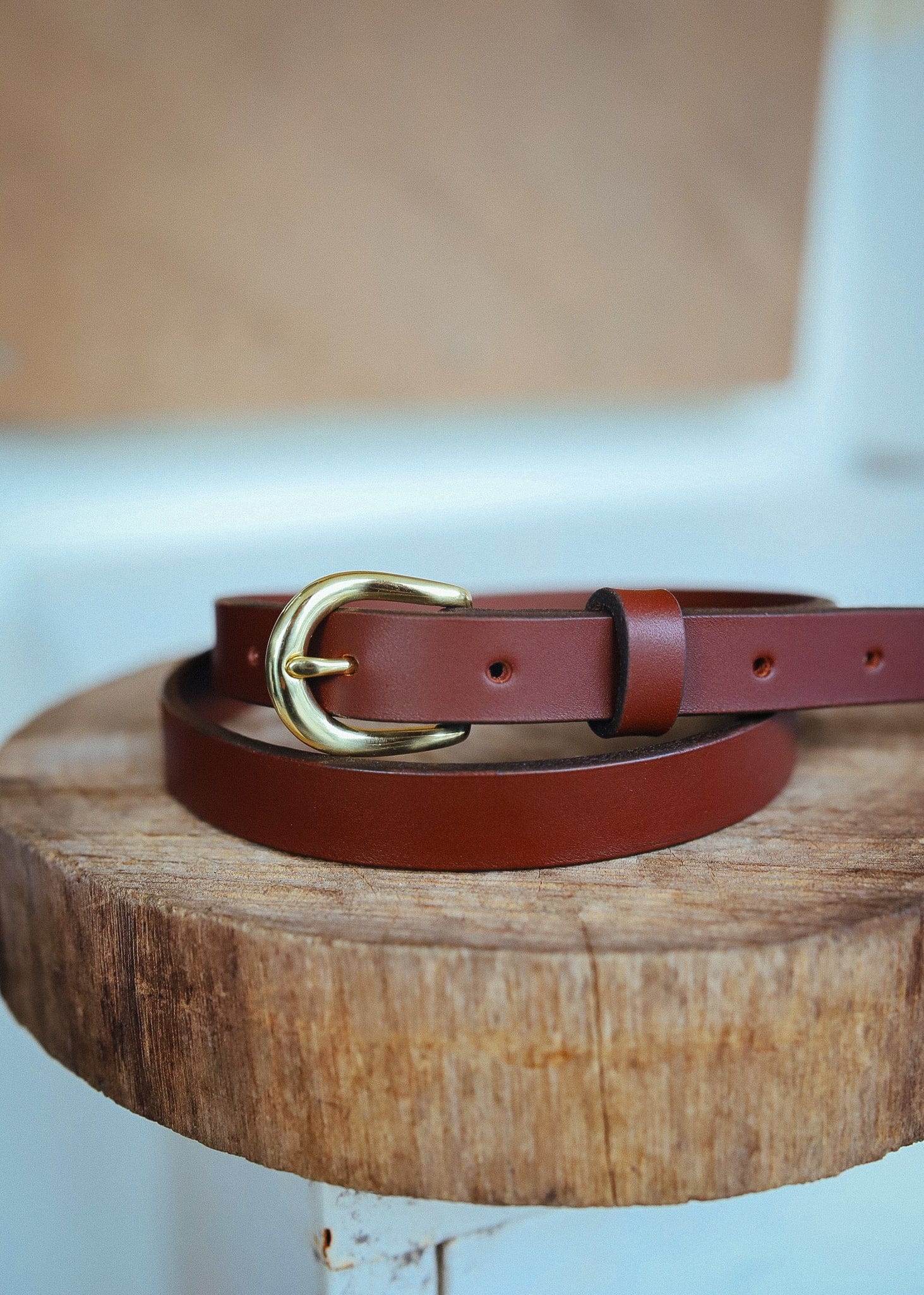 The Real McCaul Leathergoods Plain Narrow 20mm Belt - Cognac Australian Made Australian Owned Narrow Solid Leather Belt Made In Australia - 20mm  - Cognac