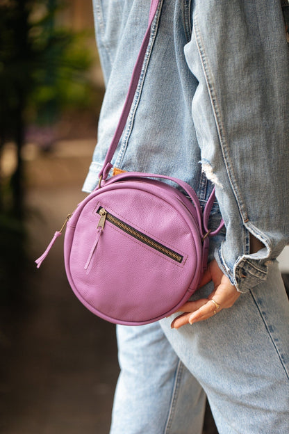 The Real McCaul Leathergoods Shoulder Bags Lavender The Moon Crossbody Bag Australian Made Australian Owned Moon Cross-body Leather HandBag- Made In Australia