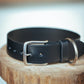 The Real McCaul Leathergoods Small (30-39cm) / Silver Personalised Dog Collar 38mm Wide - Black Australian Made Australian Owned Leather Dog Collar with Brass Fittings- Australian Made