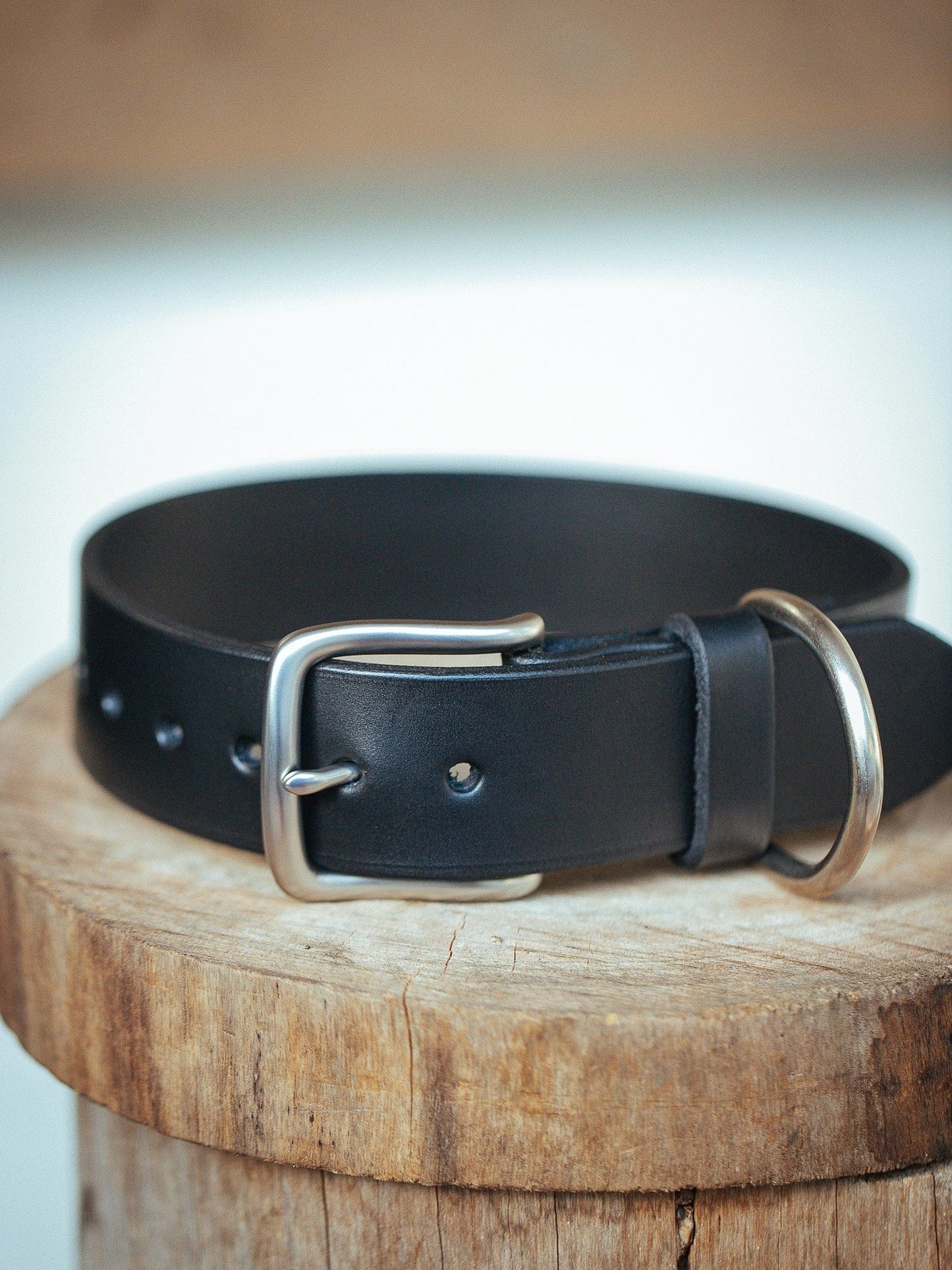 The Real McCaul Leathergoods Small (30-39cm) / Silver Personalised Dog Collar 38mm Wide - Black Australian Made Australian Owned Leather Dog Collar with Brass Fittings- Australian Made