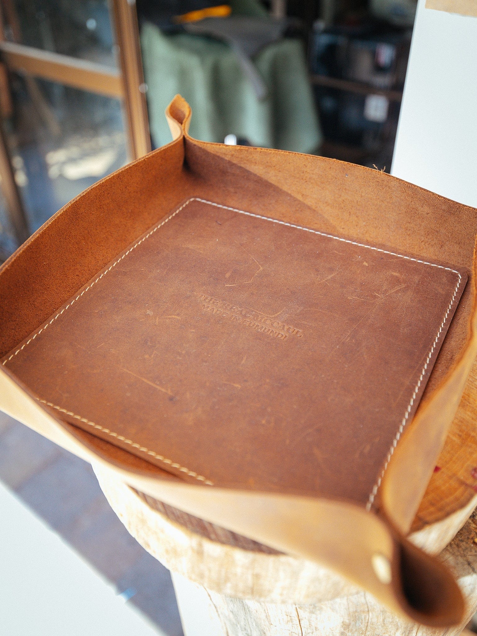 The Real McCaul Leathergoods Vintage Brown / Small Deluxe Valet Tray Holder Australian Made Australian Owned