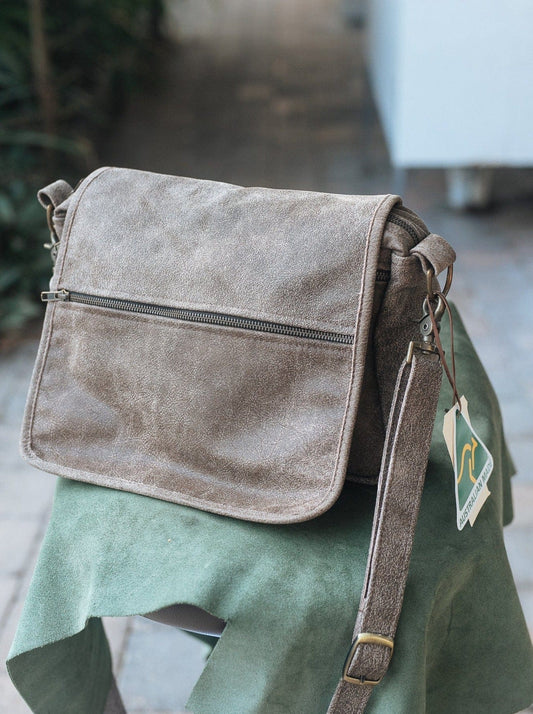 The Real McCaul Leathergoods Vintage Brown / With Hooks Zeuss Satchel - Cowhide Australian Made Australian Owned Men's Leather Satchel Made In Australia- Laptop/iPad