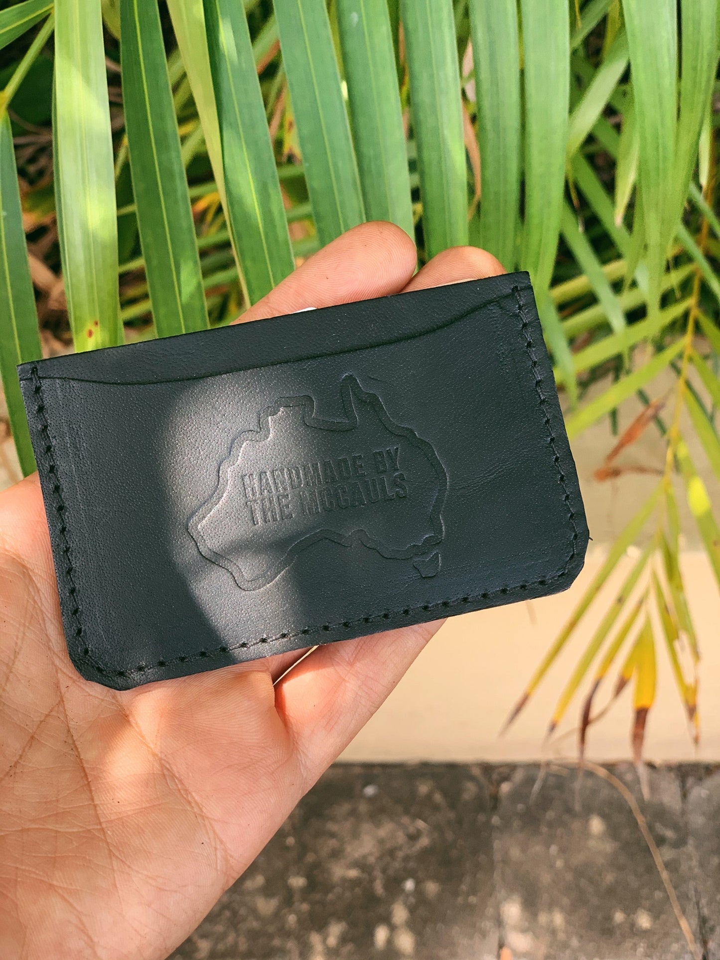 The Real McCaul Leathergoods Wallet Black / Kangaroo Card Holder- 3 Pocket Australian Made Australian Owned Leather Card Holder Wallet- 3 Pocket Made in Australia 