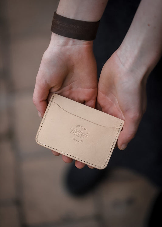 The Real McCaul Leathergoods Wallet Natural / Kangaroo Card Holder- 3 Pocket Australian Made Australian Owned Leather Card Holder Wallet- 3 Pocket Made in Australia 