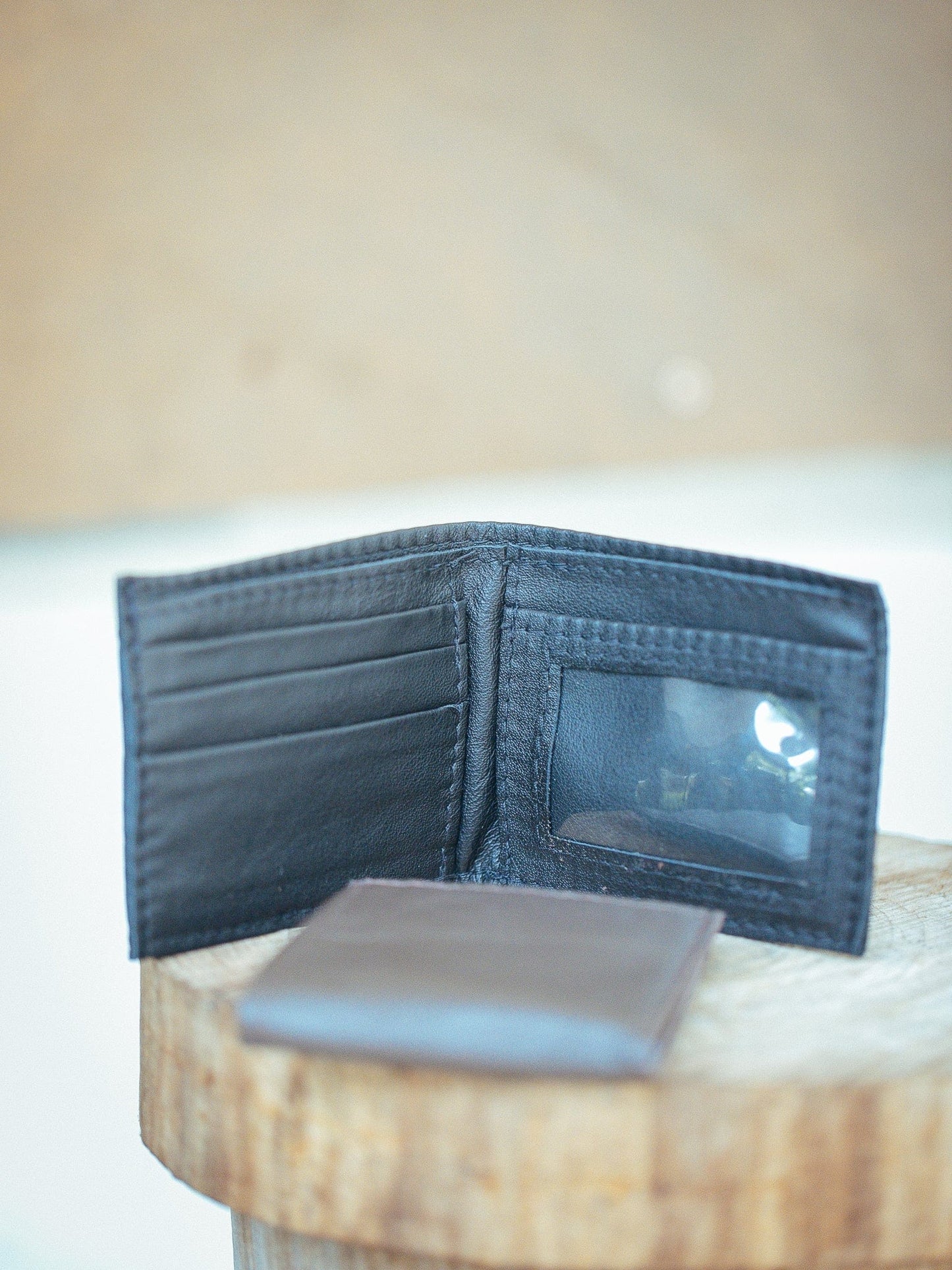 The Real McCaul Leathergoods Wallet Small Bifold Wallet with Window - Cowhide Australian Made Australian Owned Australian Made Small Bi-Fold Leather Wallet with Window - Cowhide