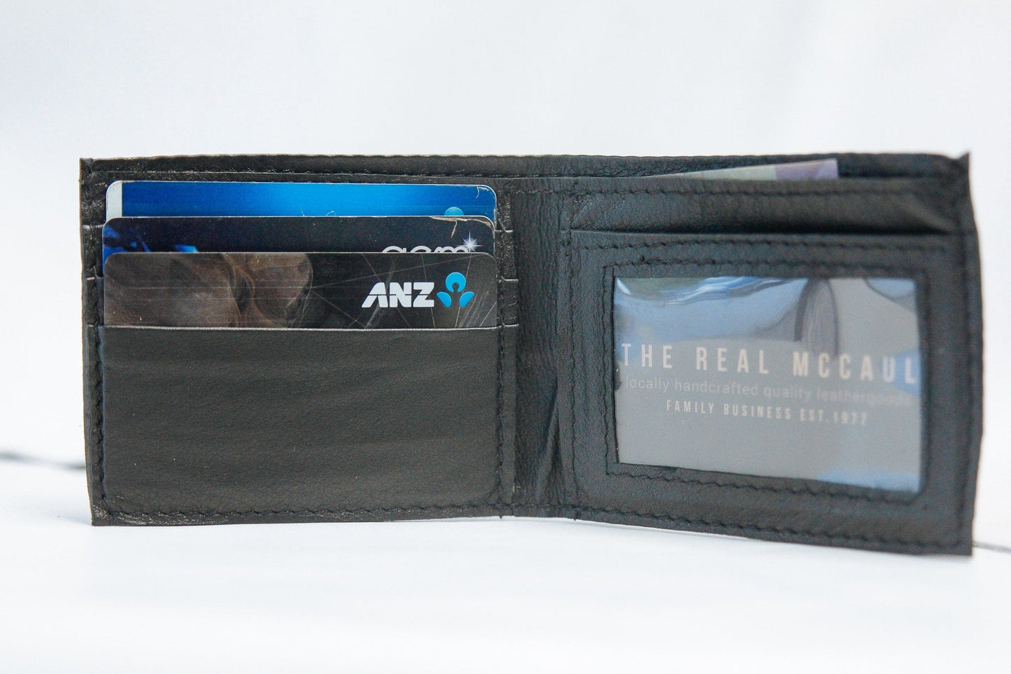 The Real McCaul Leathergoods Wallet Small Bifold Wallet with Window - Premium Kangaroo Australian Made Australian Owned