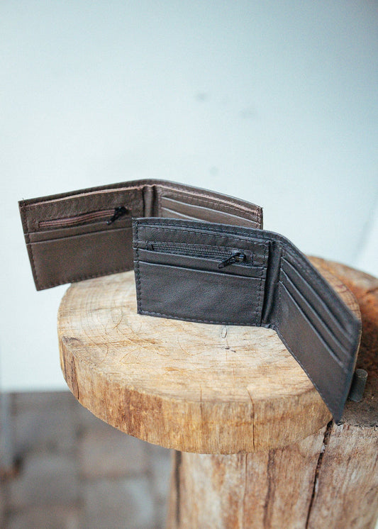 The Real McCaul Leathergoods Wallet Small Bifold Wallet with Zip - Cowhide Australian Made Australian Owned Small Bi-Fold Leather Wallet Australian Made 