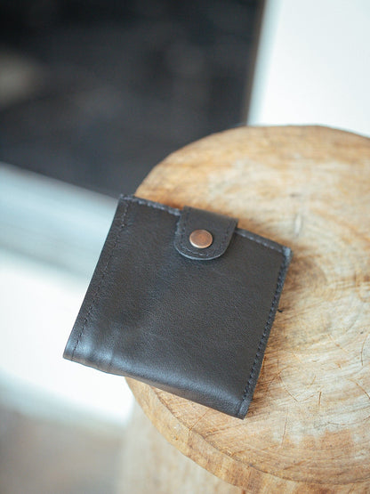 The Real McCaul Leathergoods Wallets Black Bifold Wallet With Coin Zip and Clip - Cowhide Australian Made Australian Owned