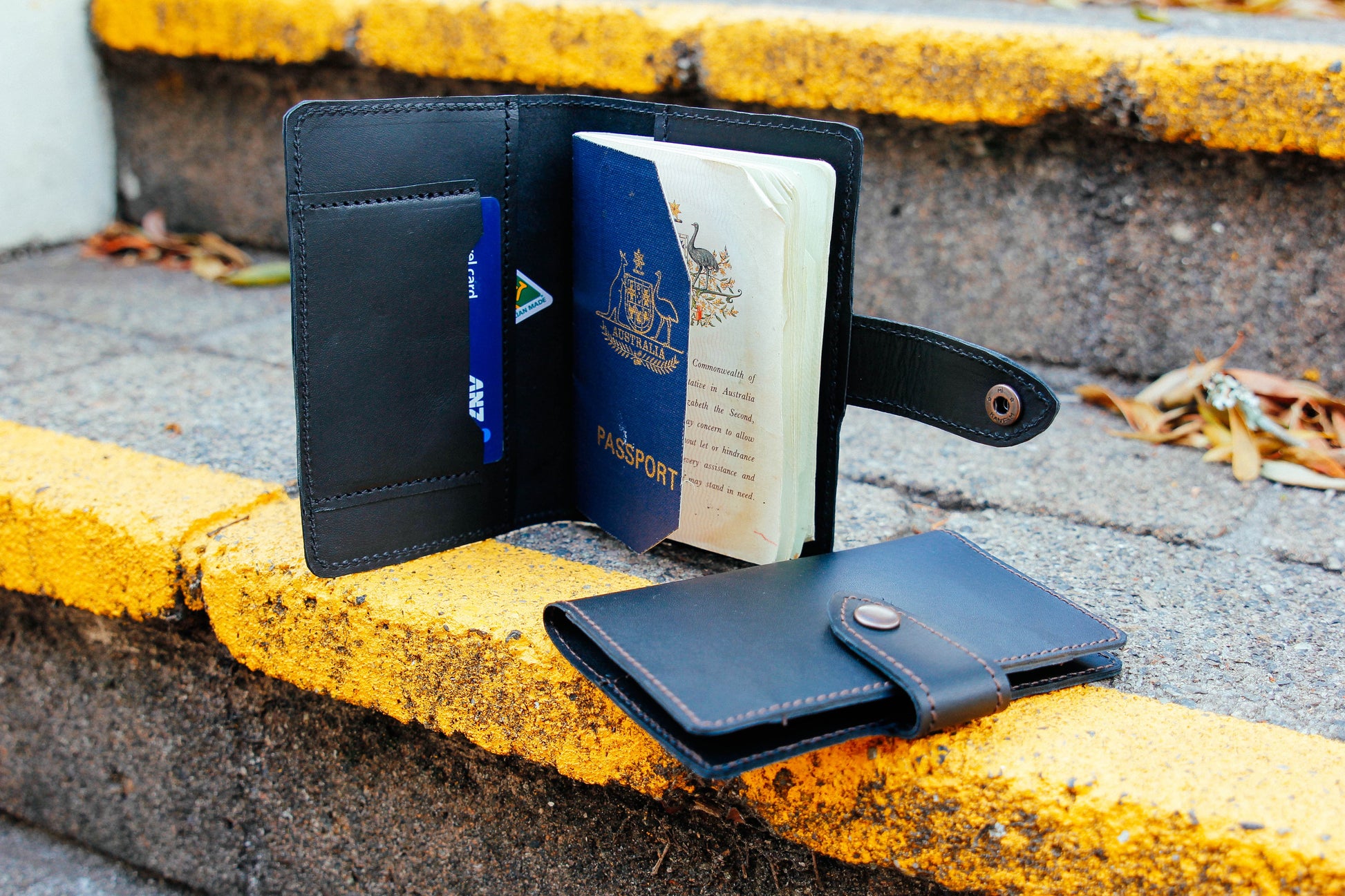 The Real McCaul Leathergoods Wallets Passport Cover Wallet Australian Made Australian Owned Passport Holder Kangaroo Leather- Made in Australia