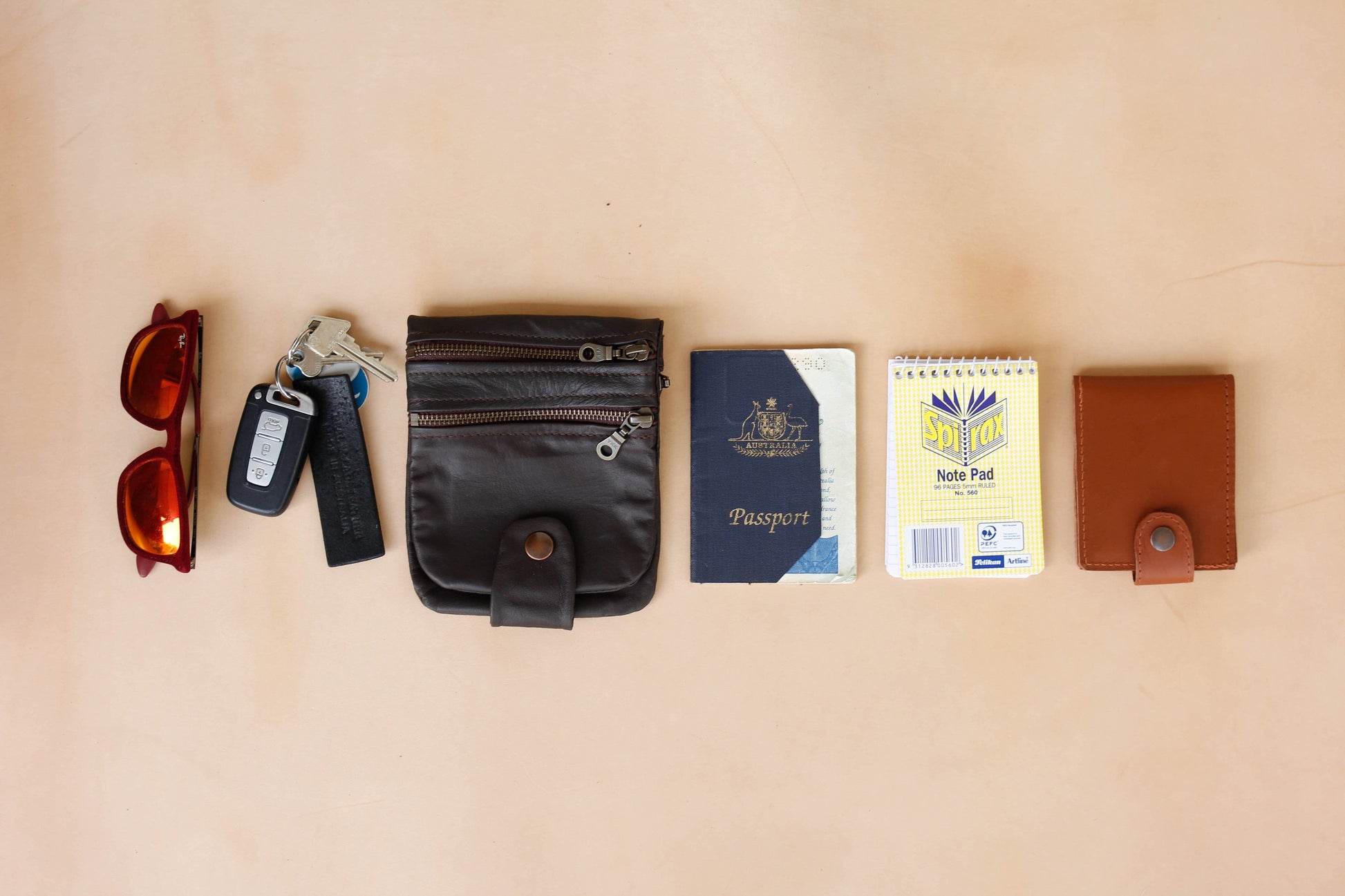 The Real McCaul Multi-Wallet Multi Wallet Belt Pouch (Cowhide) Australian Made Australian Owned Made in Australia Travel Belt Multi-Wallet (Cowhide Leather)