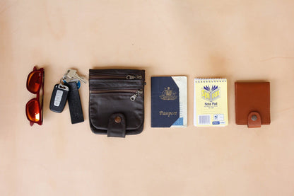 The Real McCaul Multi-Wallet Small / Black / None Multi Wallet Belt Pouch (Kangaroo) Australian Made Australian Owned Australian Made Leather Multi-Wallet Travel Belt Pouch (Kangaroo)