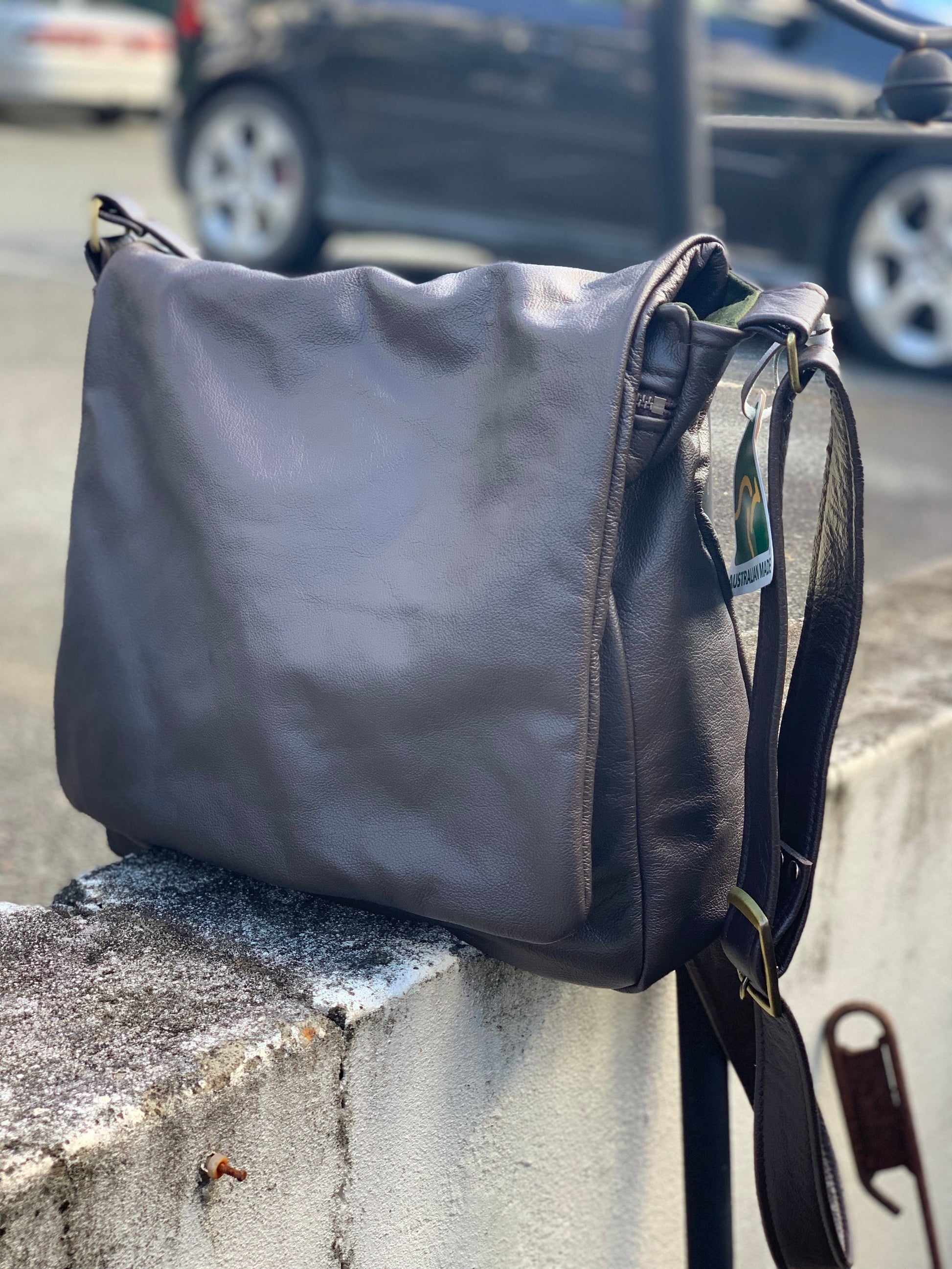 The Real McCaul Shoulder Bags Dark Brown Universal Satchel Bag - Large - Cowhide Australian Made Australian Owned Australian Made Leather Satchel Bag