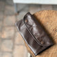 The Real McCaul Tobacco Pouches Premium Kangaroo / Dark Brown / Press Studs Tri Fold Tobacco Pouch - Kangaroo Australian Made Australian Owned Leather Tobacco Pouch Australian Made Kangaroo & Cowhide Leather