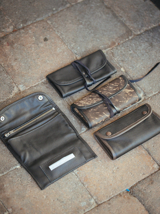 The Real McCaul Tobacco Pouches Tri Fold Tobacco Pouch - Cowhide Australian Made Australian Owned Leather Tobacco Pouch Australian Made Kangaroo & Cowhide Leather