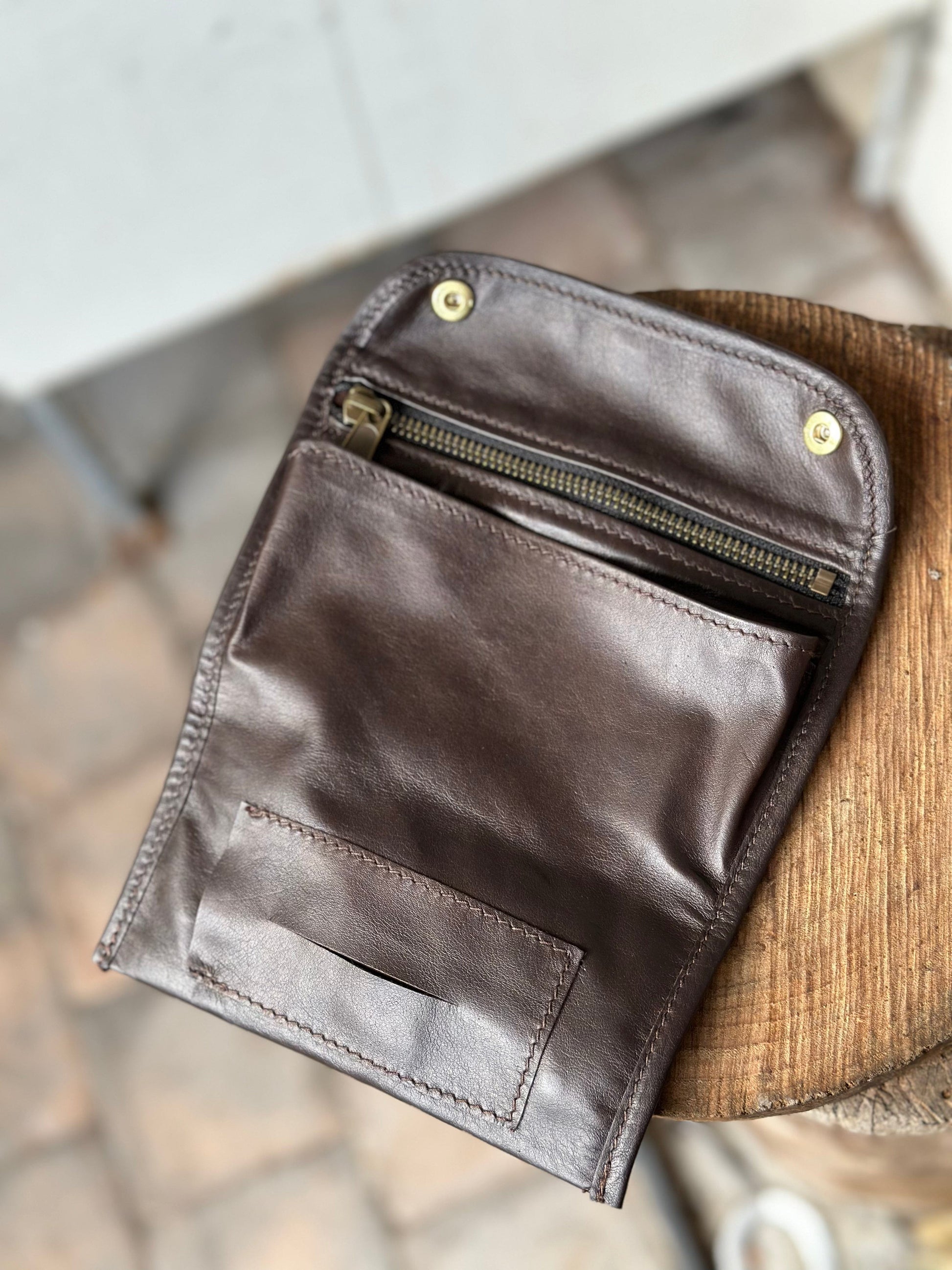 The Real McCaul Tobacco Pouches Tri Fold Tobacco Pouch - Kangaroo Australian Made Australian Owned Leather Tobacco Pouch Australian Made Kangaroo & Cowhide Leather