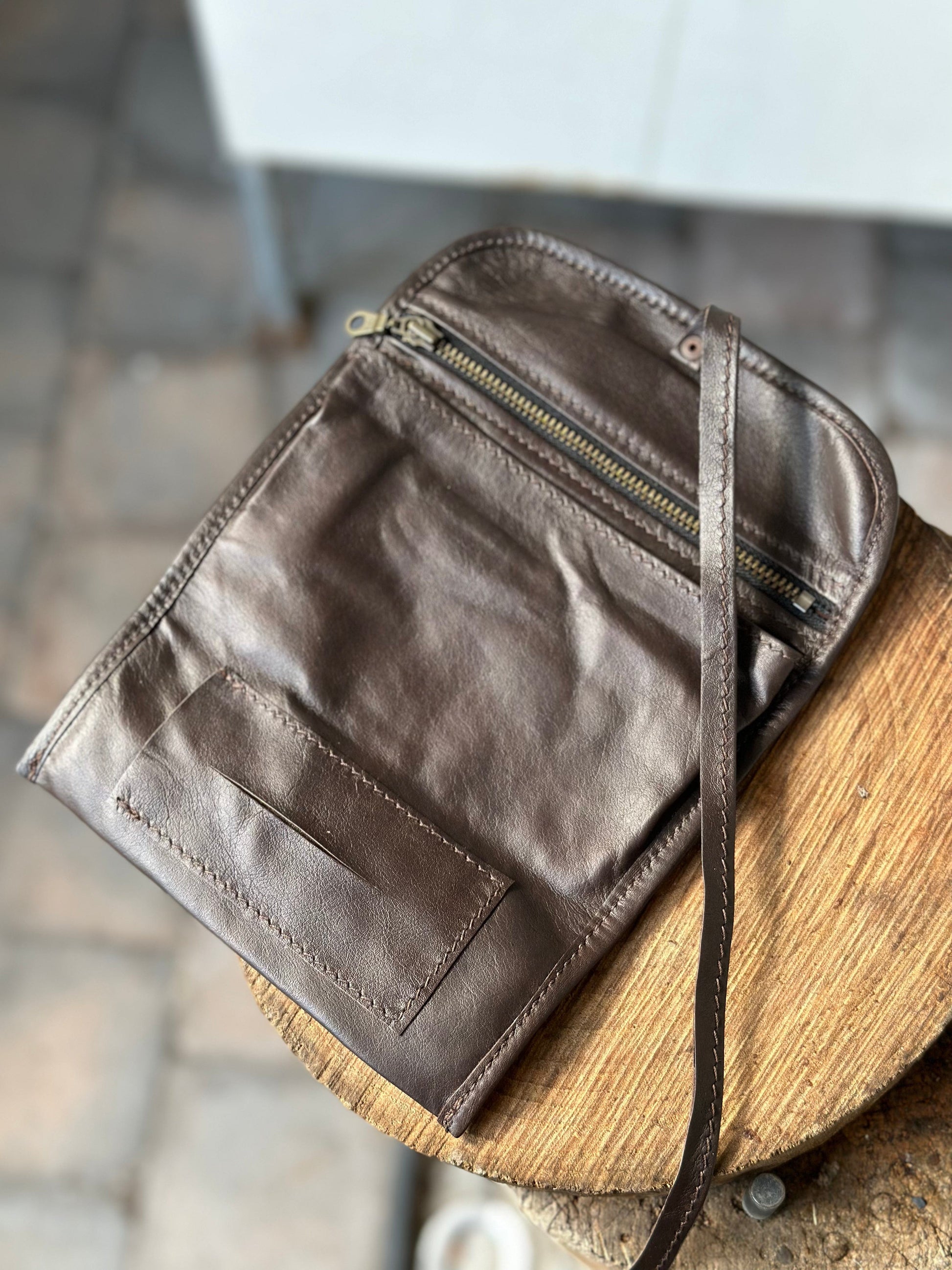 The Real McCaul Tobacco Pouches Tri Fold Tobacco Pouch - Kangaroo Australian Made Australian Owned Leather Tobacco Pouch Australian Made Kangaroo & Cowhide Leather