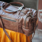 The Real McCaul Travel Bag Brown Marble / Brass Square Overnight Traveller Bag - Cowhide Australian Made Australian Owned Leather Overnight Travel Bag Duffle Made In Australia Handcrafted