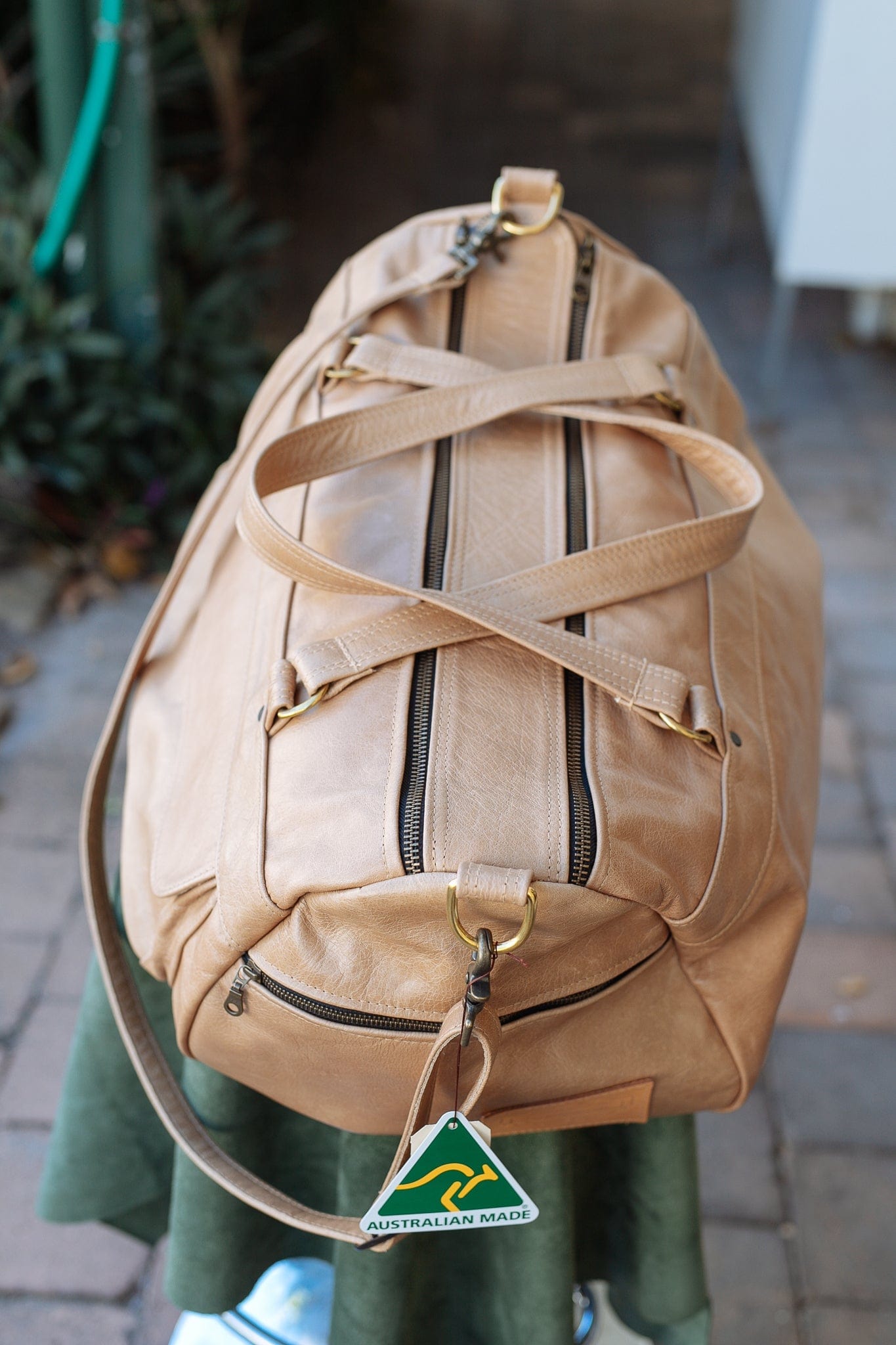The Real McCaul Travel Bag Classic Overnight Travel Bag - Cowhide Australian Made Australian Owned Large Overnight Travel Duffel Bag Leather Made in Australia