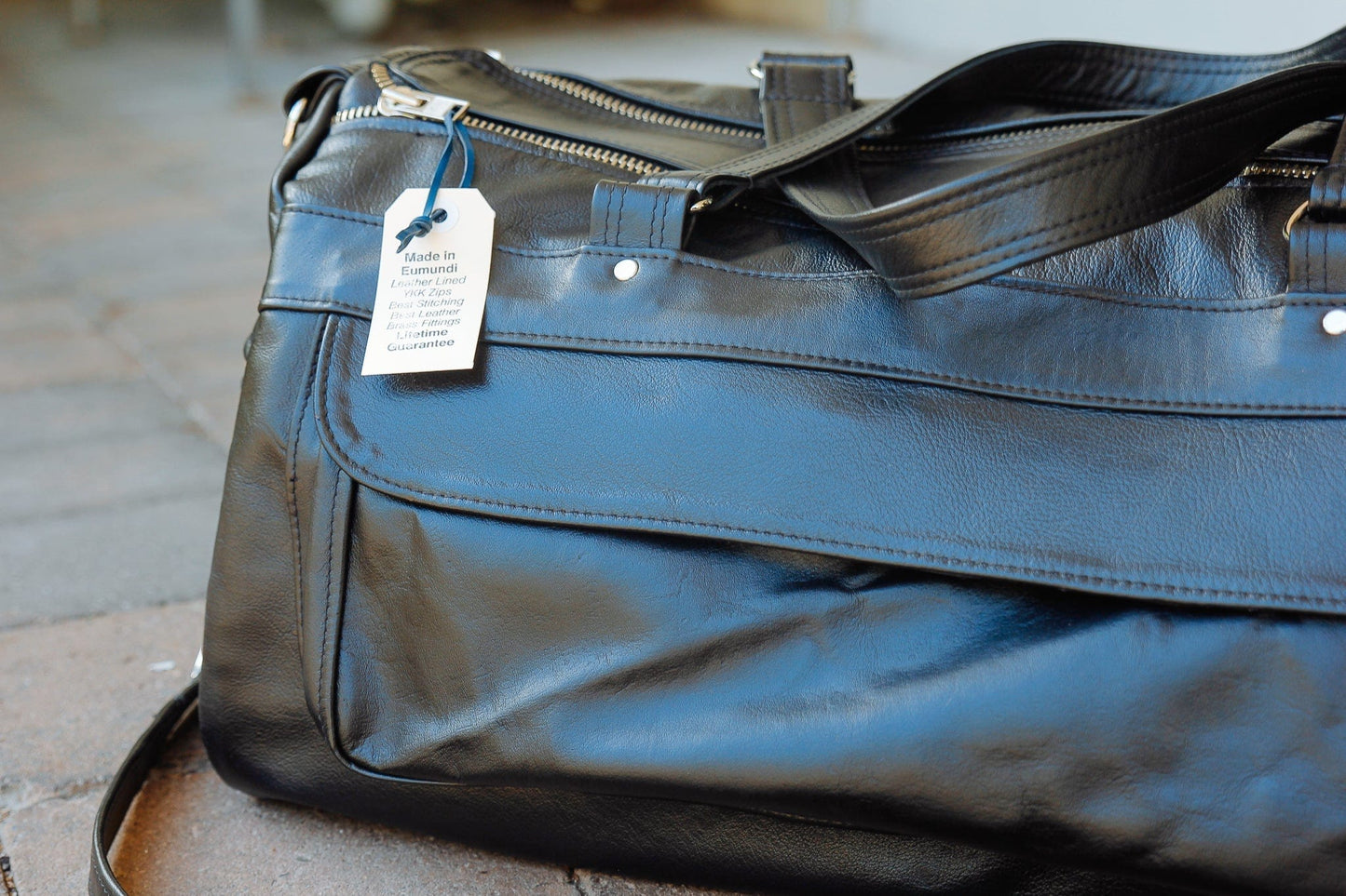 The Real McCaul Travel Bag Classic Overnight Travel Bag - Kangaroo Australian Made Australian Owned Large Overnight Travel Duffel Bag Leather Made in Australia