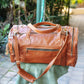 The Real McCaul Travel Bag Rust / Brass Square Overnight Traveller Bag - Cowhide Australian Made Australian Owned Leather Overnight Travel Bag Duffle Made In Australia Handcrafted
