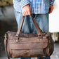 The Real McCaul Travel Bag Small Classic Overnight Travel Bag - Cowhide Australian Made Australian Owned Large Overnight Travel Duffel Bag Leather Made in Australia